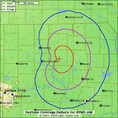 KFMZ Daytime Coverage Map